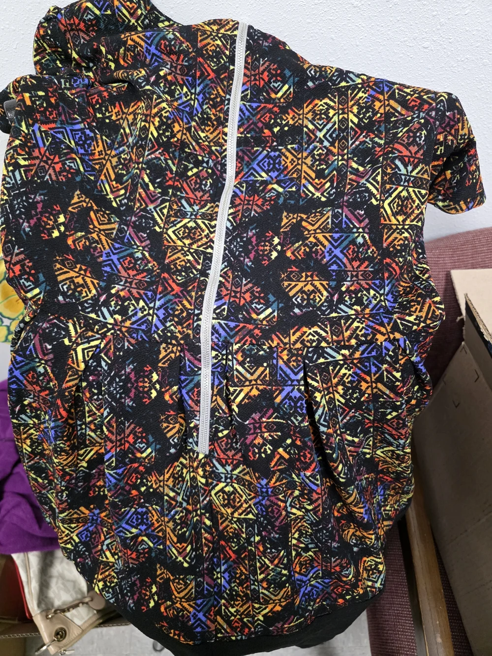 LuLaRoe Multicolor Geometric Short Sleeve Dress With Pockets - Black Base